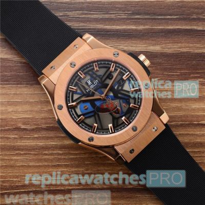 AAA Grade Clone Hublot Classic Fusion Black Dial Black Rubber Strap Watch